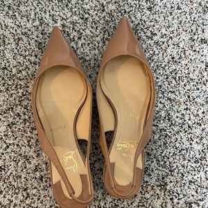 Christian Louboutin Beige Patent Leather Karelli Slingback